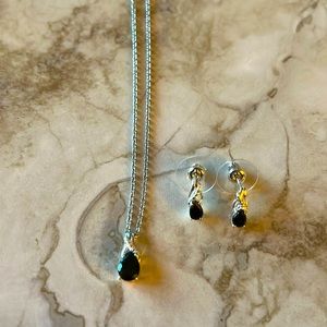 Black Tourmaline Necklace & Earring Set